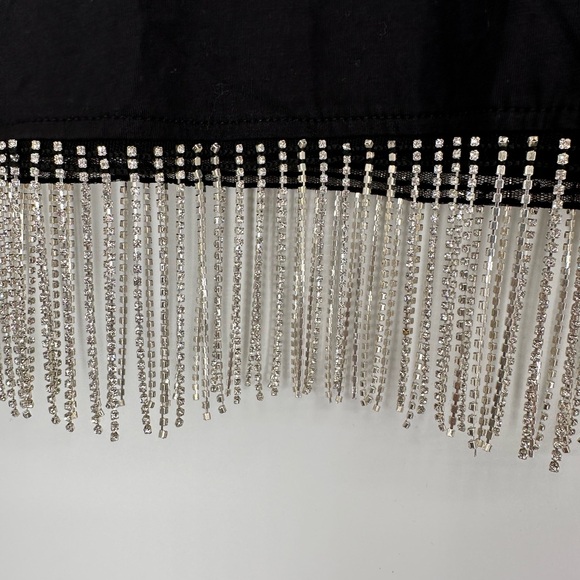 J by Joie Black T-Shirt with Rhinestone Trim Hem size Small Short Sleeve NWT - Picture 5 of 11